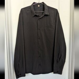 Lululemon Shirt Mens XLarge Black Button Up Long Sleeve Performance Stretch Logo